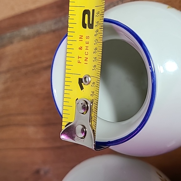 Vintage Colonial Leart Mini Bud Vase with Blue Flowers and Blue Rim,Set of 2 - Picture 5 of 7